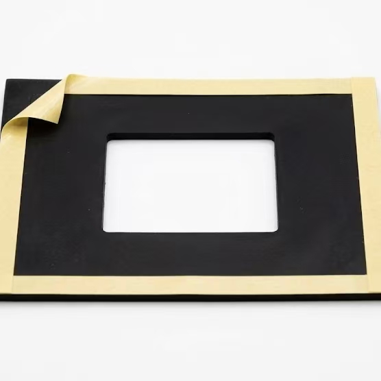 Selective zone adhesive lamination showing adhesive-free critical center contact points with bonded surrounding perimeter borders.