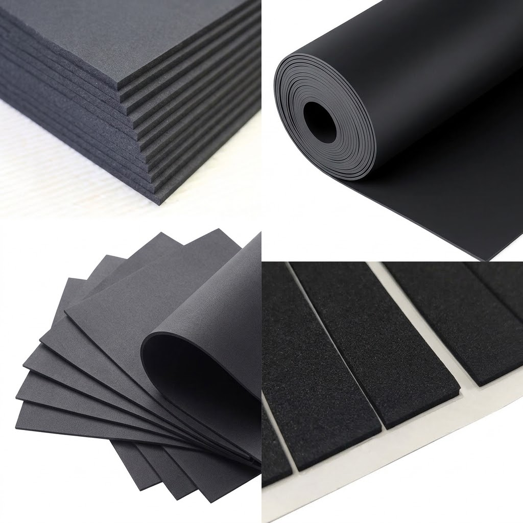 Resilient closed-cell CR chloroprene neoprene and EPDM sponge rubber rolls for automotive and outdoor weatherstripping seals
