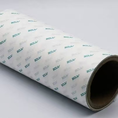 Custom in-line precision printing of OEM brand logos, part numbers, and assembly alignment guides on release paper and liners