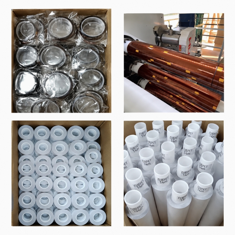 Finished adhesive tape rolls slit to custom widths down to 2mm and specified lengths on 1-inch and 3-inch cores