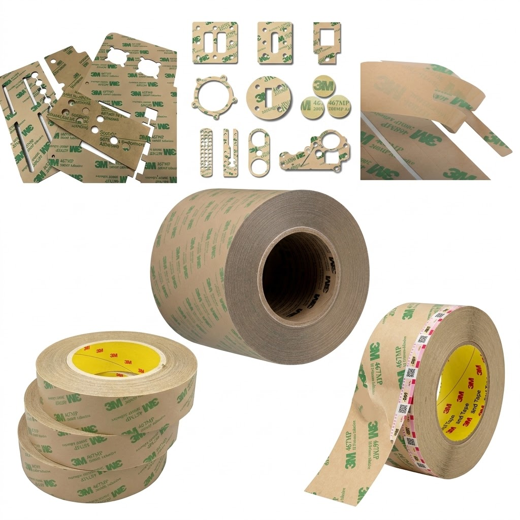 Die-cut 3M 200MP adhesive transfer tapes including 467MP and 468MP for graphic overlays and nameplates