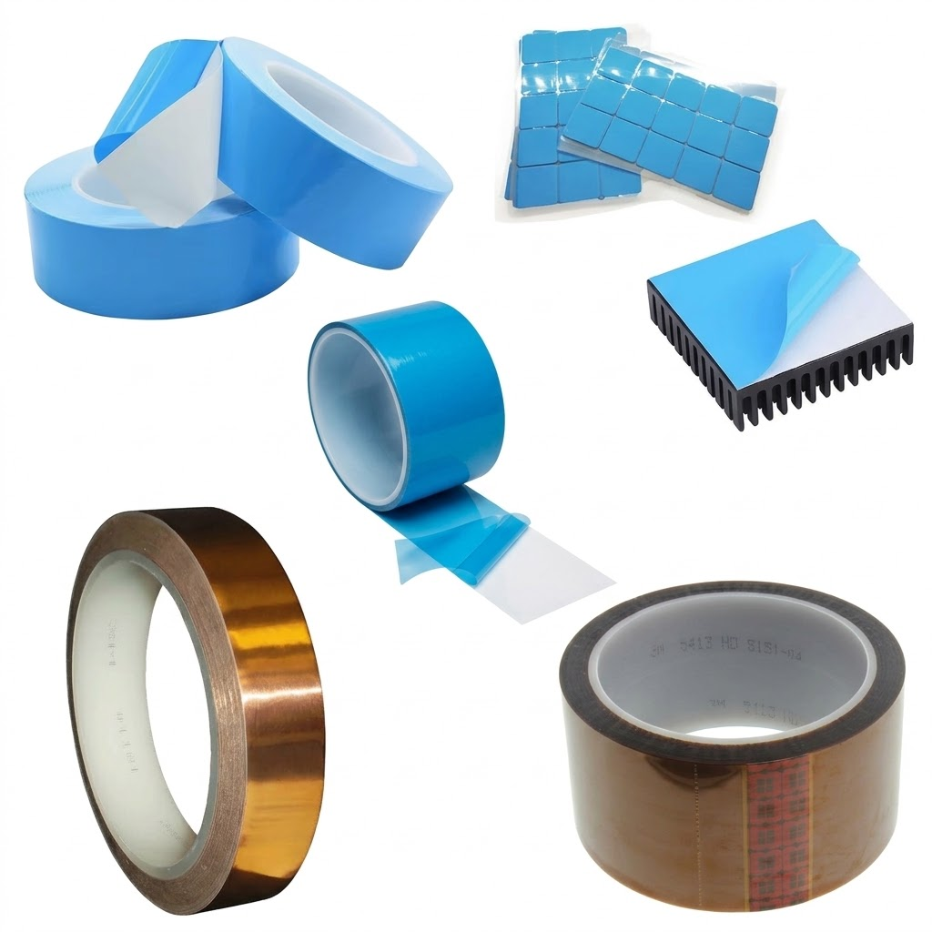 3M specialty and conductive tapes including polyimide Kapton 5413, copper shielding foil 1181, and thermal interface tapes